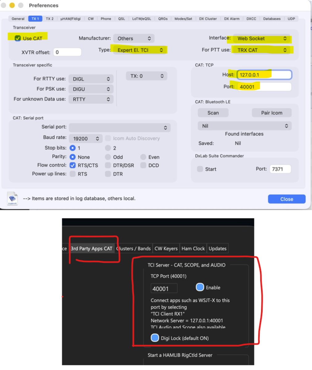 Connect RumLog to Station Master Pro for CAT Control using TCI